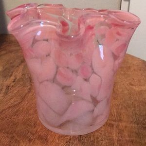 Beautiful pink vase with scallop edges , so beautiful in any household
